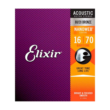 Paquete de 3 Sets de Cuerdas para Guitarra Acústica Nanoweb 16538 ELIXIR