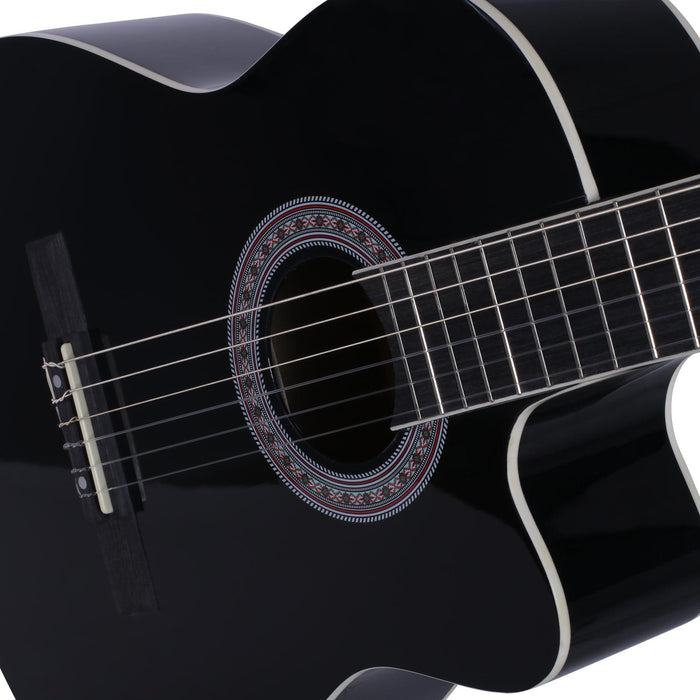 Guitarra Electroacústica con Cuerdas Nylon SGE-45 BK STATUS aaa