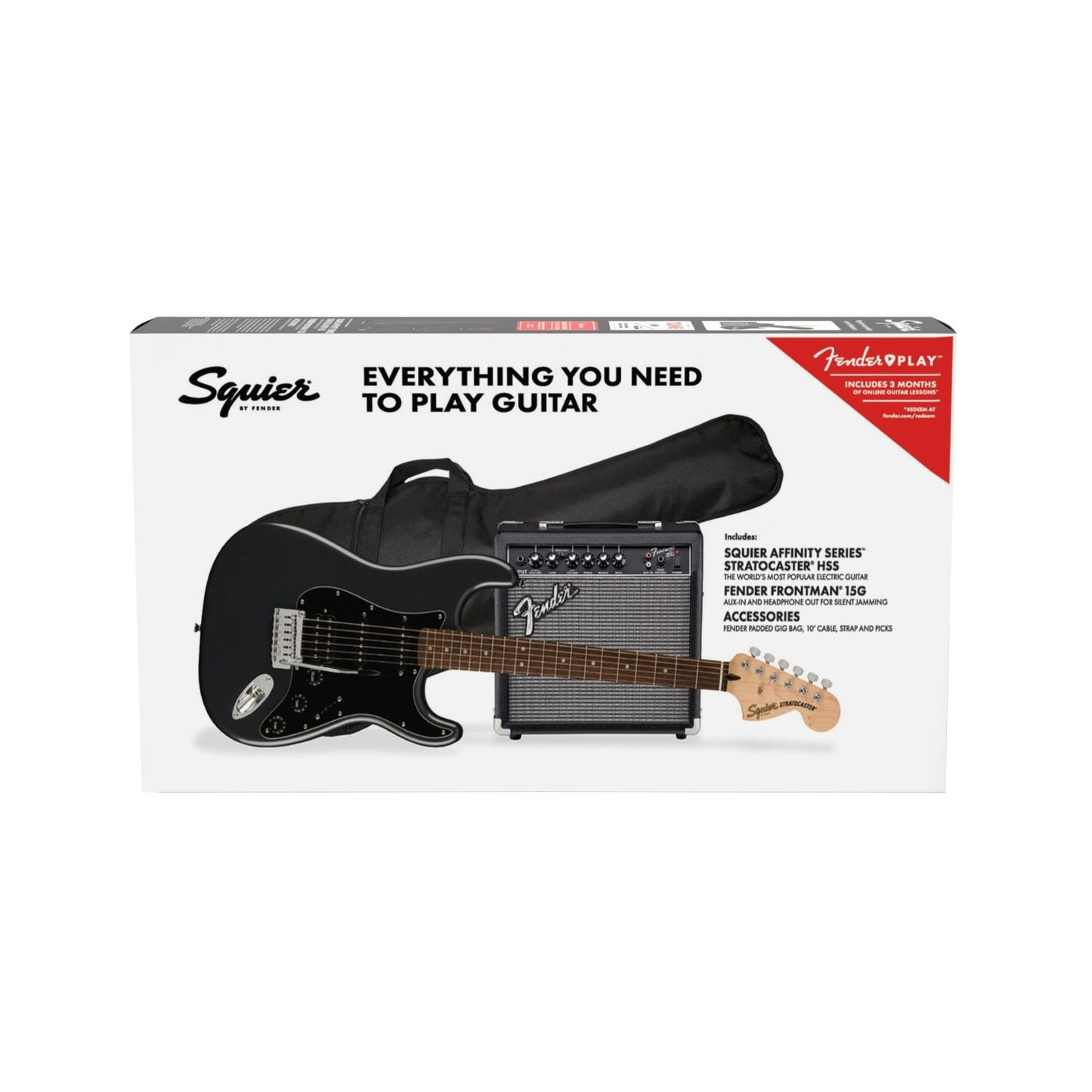 Paquete de Guitarra Eléctrica AFFINITY SERIES Stratocaster HHS Carbón Frost Metálico 0372821069 FEND