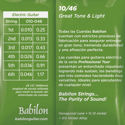 Set de Cuerdas para Guitarra Eléctrica (0.010-0.046) BEG32/010 BABILON.