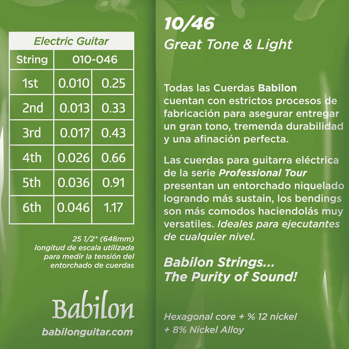 Set de Cuerdas para Guitarra Eléctrica (0.010-0.046) BEG32/010 BABILON. aaa