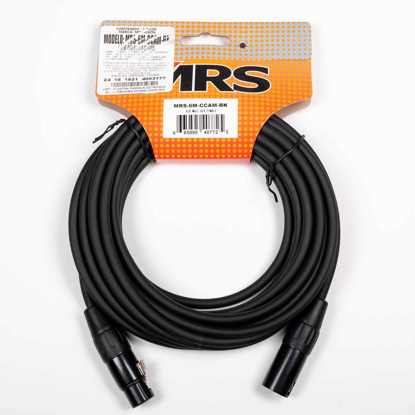 Cable para Micrófono de 6 m XLR MRS-6M-CCAM-BK MORRISON