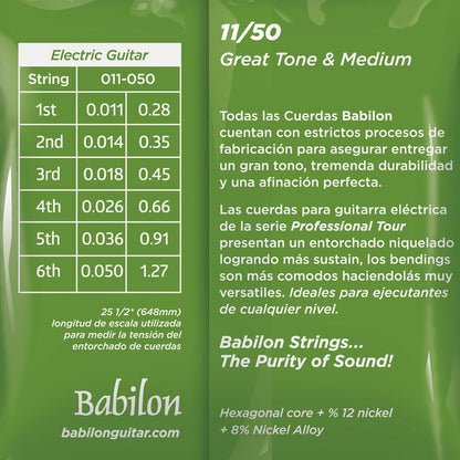 Set de Cuerdas para Guitarra Eléctrica (0.011-0.050) BEG34/011 BABILON.