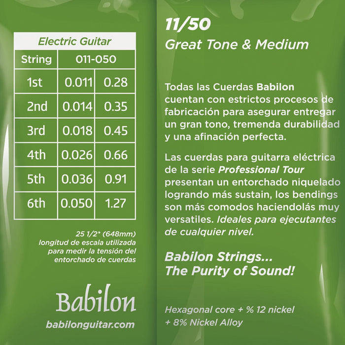 Set de Cuerdas para Guitarra Eléctrica (0.011-0.050) BEG34/011 BABILON. bbb