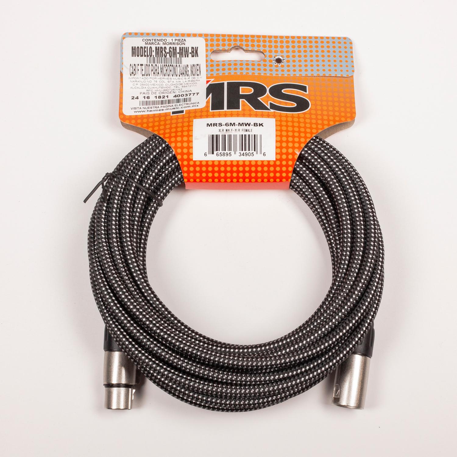 Cable Tejido para Micrófono de 6 m XLR MRS-6M-MW-BK MORRISON